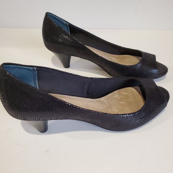 Giani Bernini Women's Soria Open-Toe Pumps Black Snake Print Size 8.5 M - Picture 1 of 8